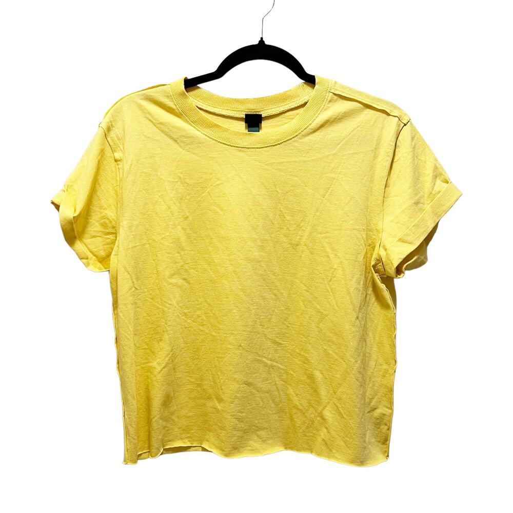 Wild Fable Yellow Short Sleeve Cut Off Crop Top Cropped T-Shirt Size Small